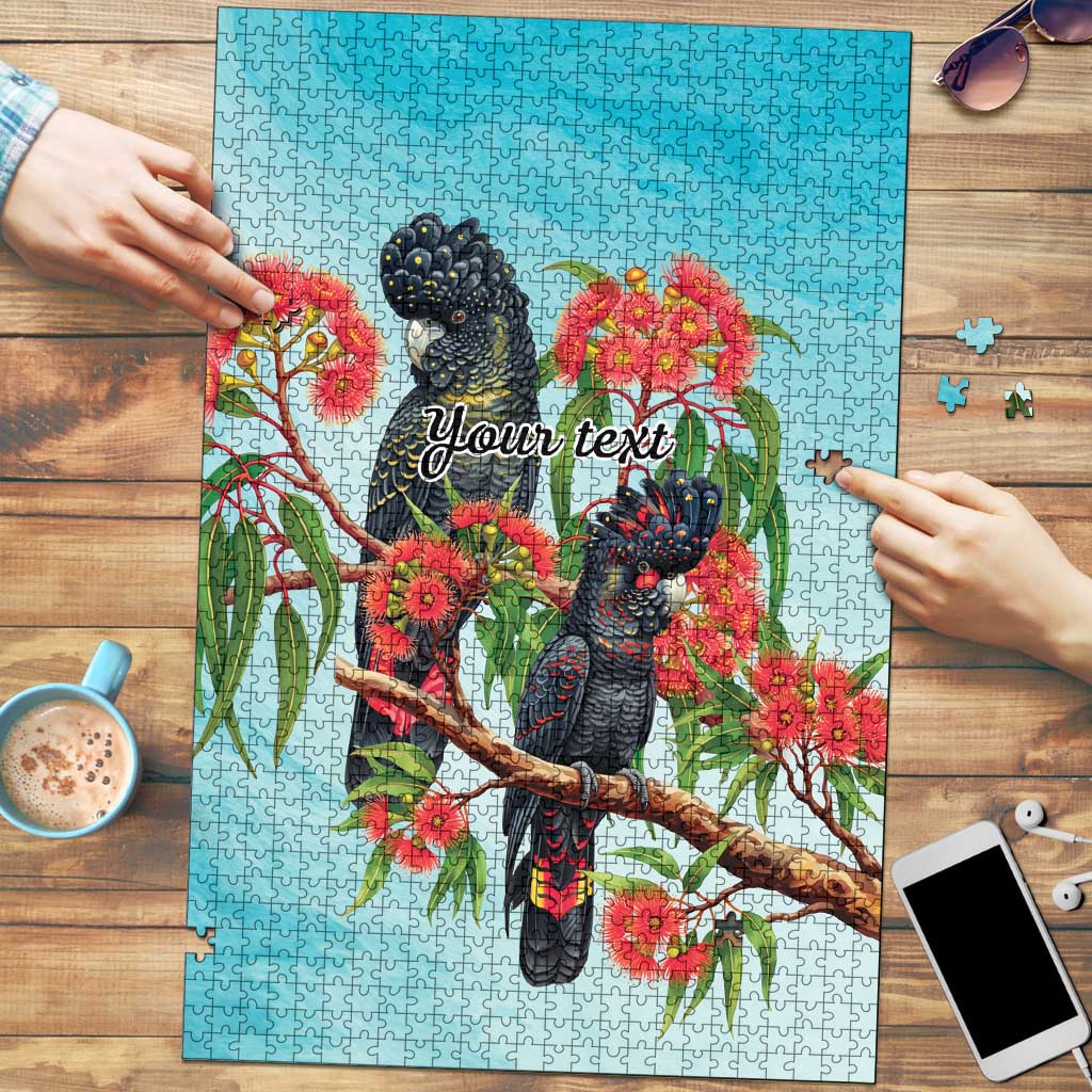 Australia Black Cockatoo and Eucalyptus Puzzle Blue Spirit of Aussie Native Bird - Aussie Hoodie