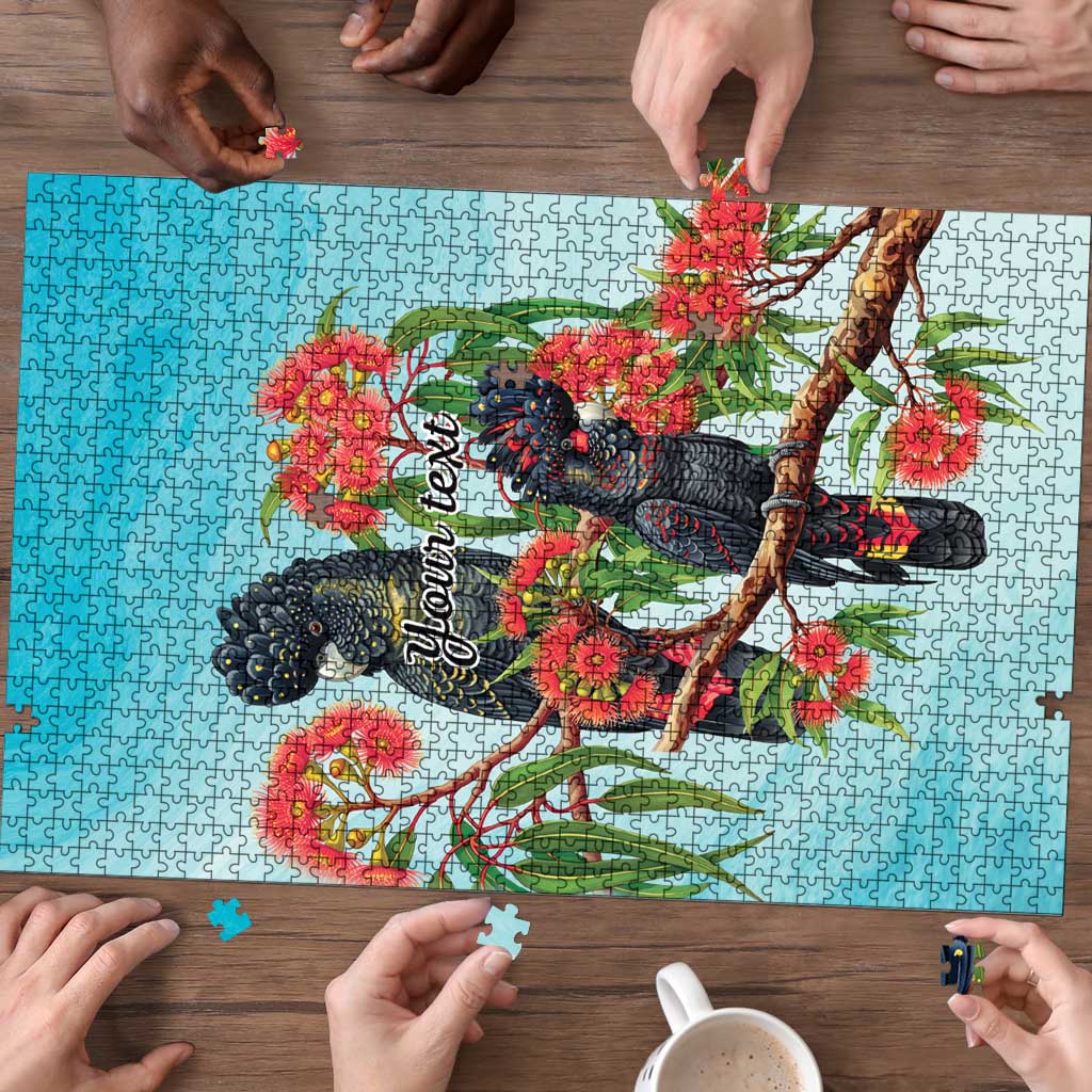 Australia Black Cockatoo and Eucalyptus Puzzle Blue Spirit of Aussie Native Bird - Aussie Hoodie
