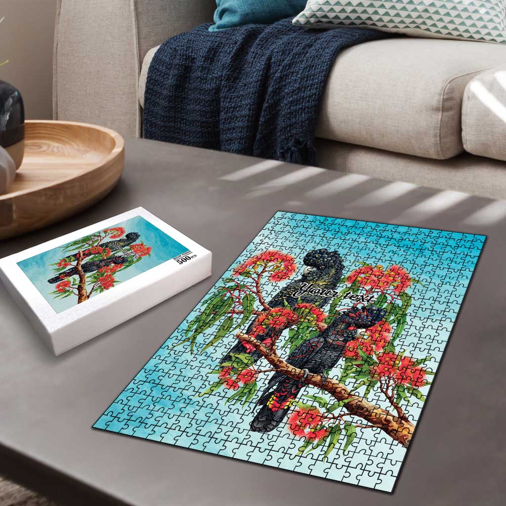 Australia Black Cockatoo and Eucalyptus Puzzle Blue Spirit of Aussie Native Bird - Aussie Hoodie