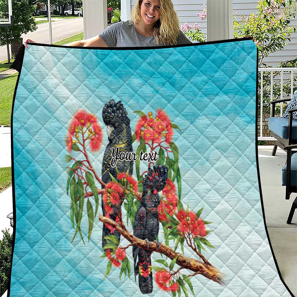 Australia Black Cockatoo and Eucalyptus Quilt Blue Spirit of Aussie Native Bird - Aussie Hoodie