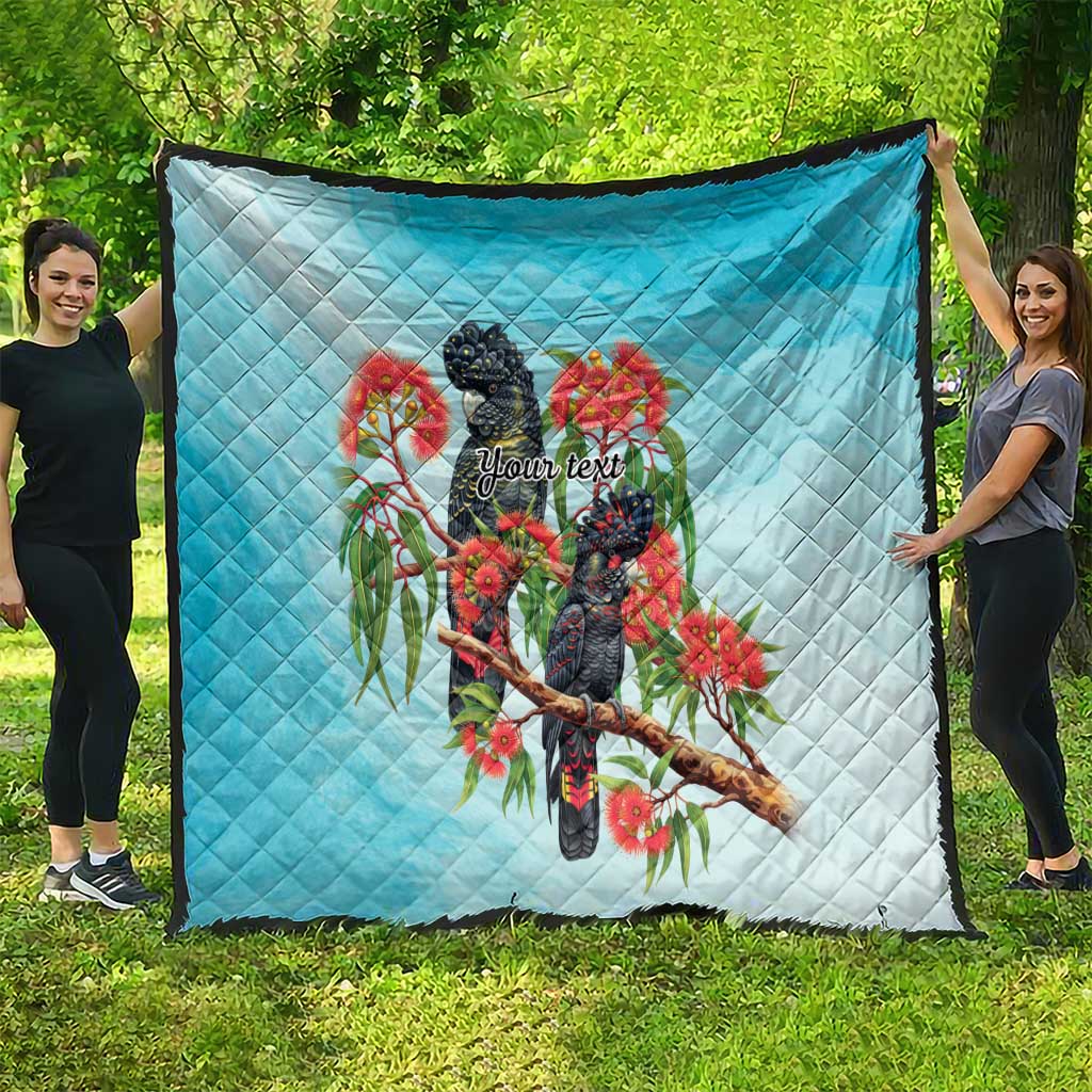 Australia Black Cockatoo and Eucalyptus Quilt Blue Spirit of Aussie Native Bird - Aussie Hoodie