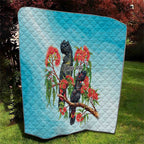 Australia Black Cockatoo and Eucalyptus Quilt Blue Spirit of Aussie Native Bird - Aussie Hoodie
