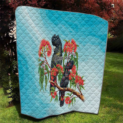 Australia Black Cockatoo and Eucalyptus Quilt Blue Spirit of Aussie Native Bird - Aussie Hoodie