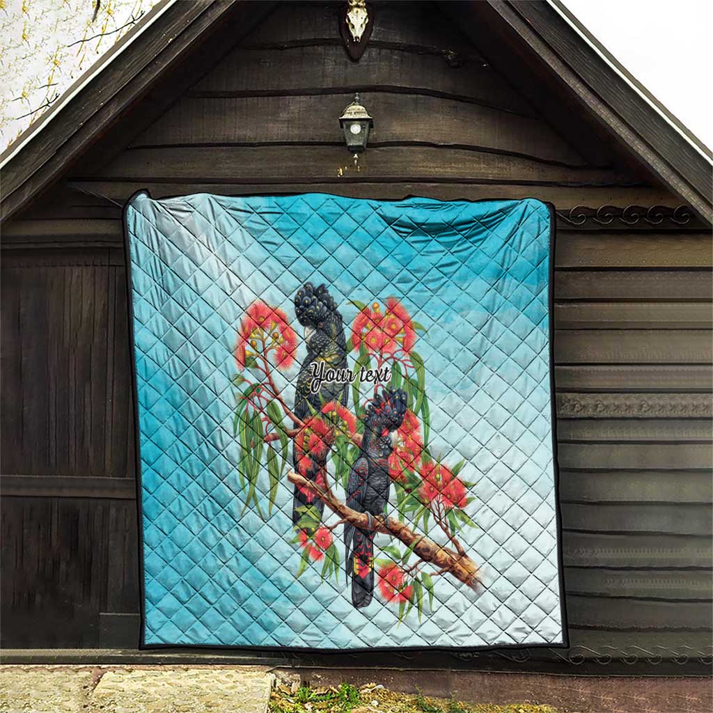 Australia Black Cockatoo and Eucalyptus Quilt Blue Spirit of Aussie Native Bird - Aussie Hoodie
