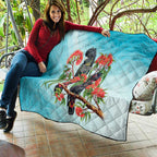 Australia Black Cockatoo and Eucalyptus Quilt Blue Spirit of Aussie Native Bird - Aussie Hoodie
