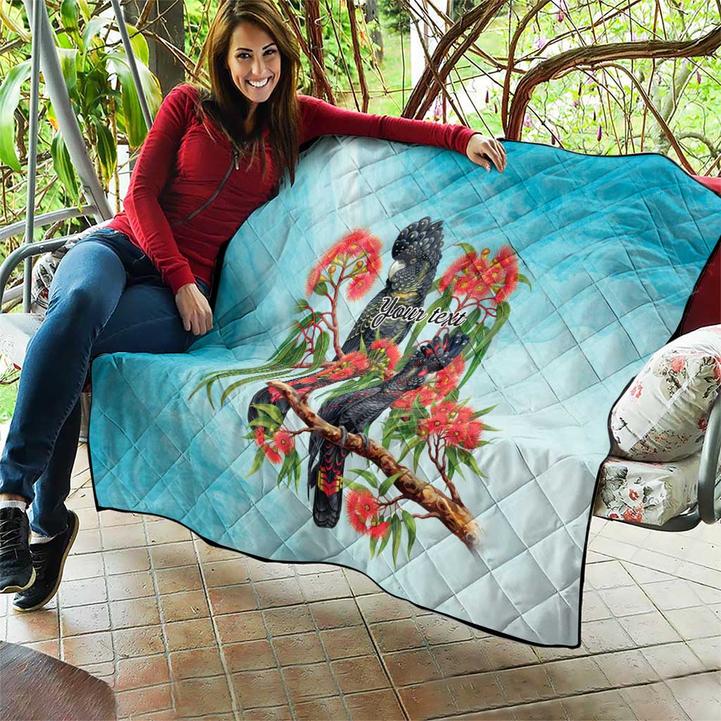 Australia Black Cockatoo and Eucalyptus Quilt Blue Spirit of Aussie Native Bird - Aussie Hoodie