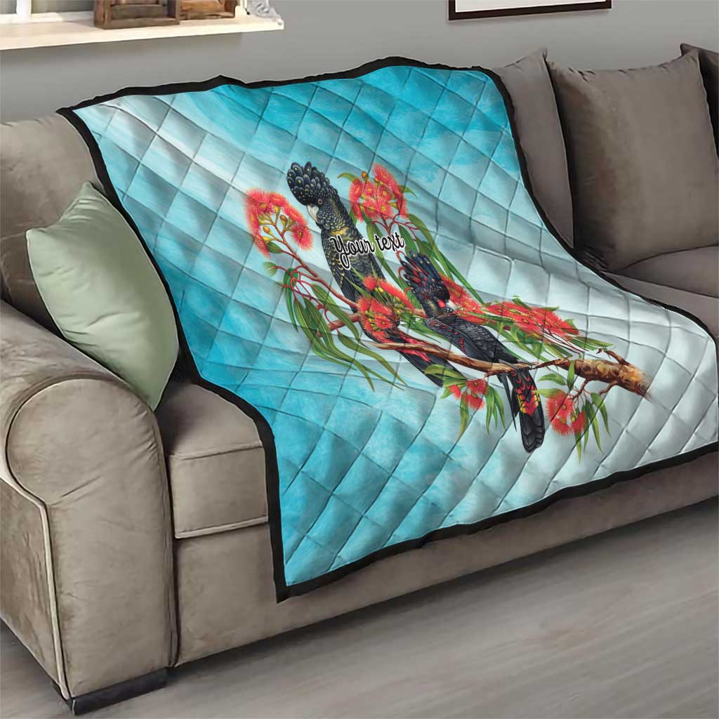 Australia Black Cockatoo and Eucalyptus Quilt Blue Spirit of Aussie Native Bird - Aussie Hoodie