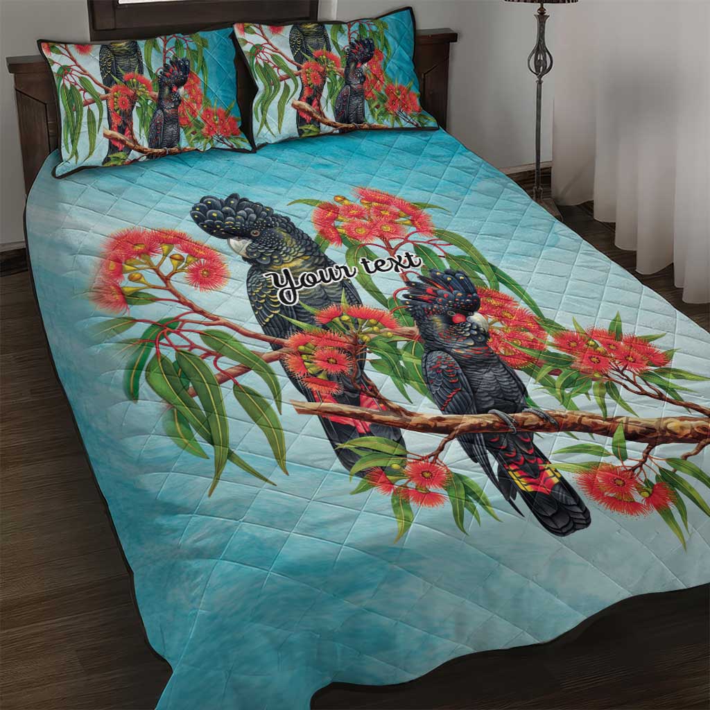 Australia Black Cockatoo and Eucalyptus Quilt Bed Set Blue Spirit of Aussie Native Bird - Aussie Hoodie