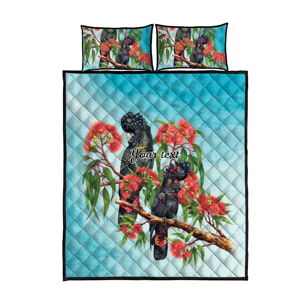 Australia Black Cockatoo and Eucalyptus Quilt Bed Set Blue Spirit of Aussie Native Bird - Aussie Hoodie