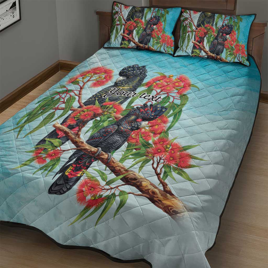 Australia Black Cockatoo and Eucalyptus Quilt Bed Set Blue Spirit of Aussie Native Bird - Aussie Hoodie