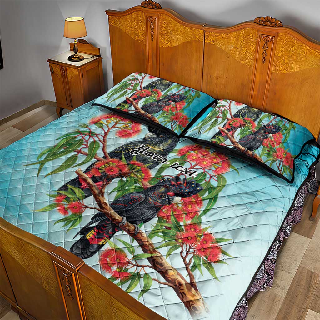 Australia Black Cockatoo and Eucalyptus Quilt Bed Set Blue Spirit of Aussie Native Bird - Aussie Hoodie