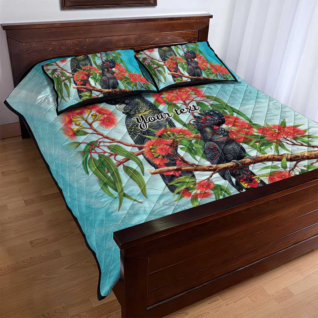 Australia Black Cockatoo and Eucalyptus Quilt Bed Set Blue Spirit of Aussie Native Bird - Aussie Hoodie