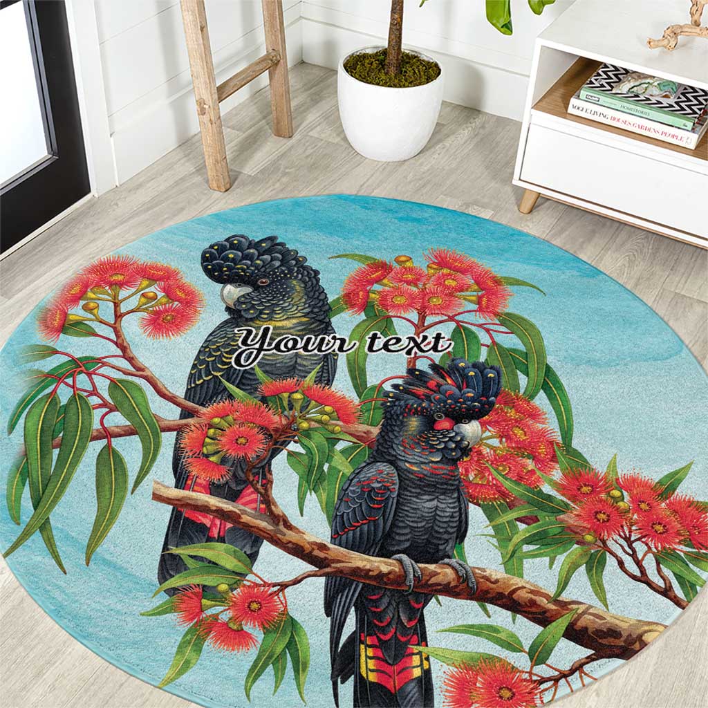 Australia Black Cockatoo and Eucalyptus Round Carpet Blue Spirit of Aussie Native Bird - Aussie Hoodie