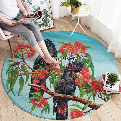 Australia Black Cockatoo and Eucalyptus Round Carpet Blue Spirit of Aussie Native Bird - Aussie Hoodie