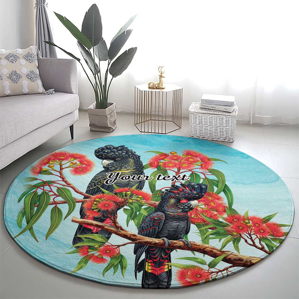 Australia Black Cockatoo and Eucalyptus Round Carpet Blue Spirit of Aussie Native Bird - Aussie Hoodie