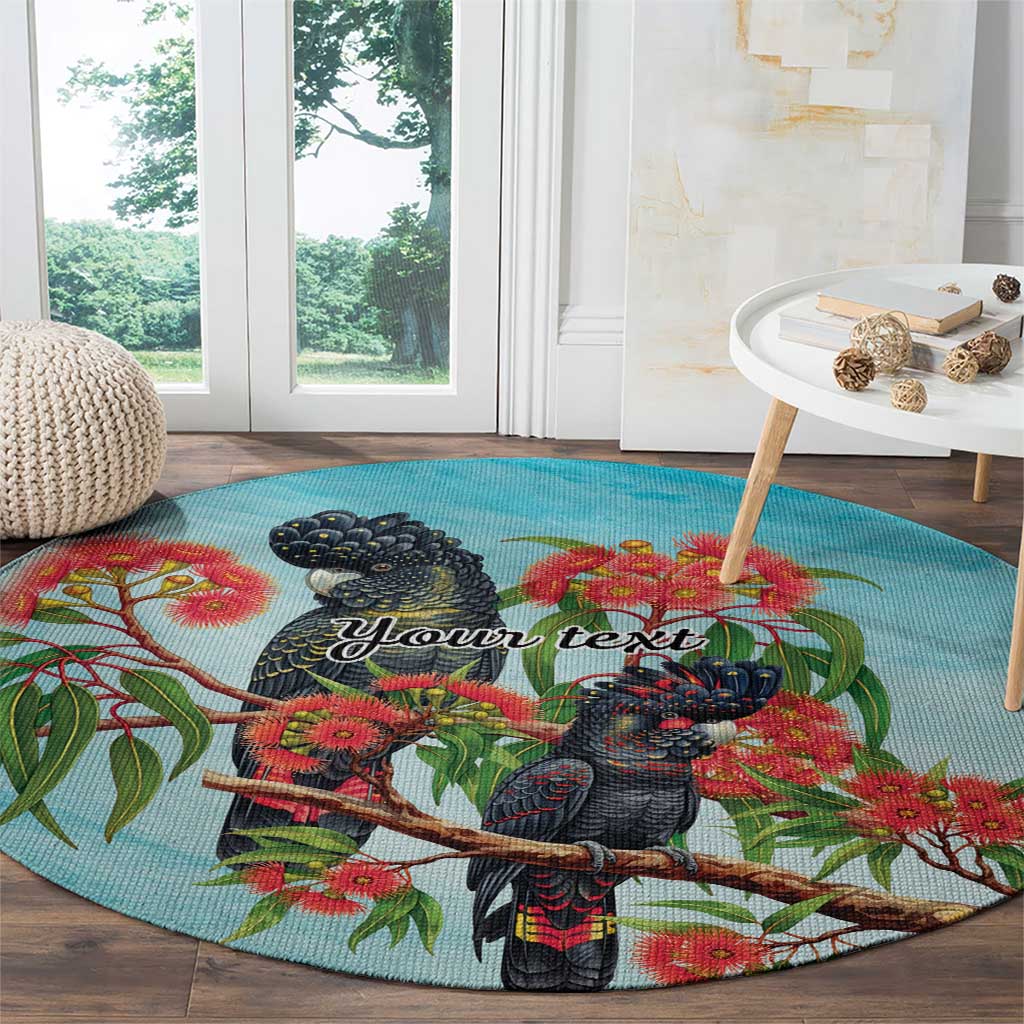 Australia Black Cockatoo and Eucalyptus Round Carpet Blue Spirit of Aussie Native Bird - Aussie Hoodie