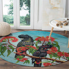 Australia Black Cockatoo and Eucalyptus Round Carpet Blue Spirit of Aussie Native Bird - Aussie Hoodie