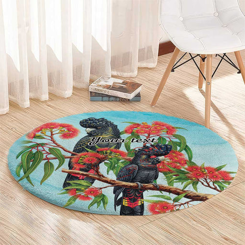 Australia Black Cockatoo and Eucalyptus Round Carpet Blue Spirit of Aussie Native Bird - Aussie Hoodie