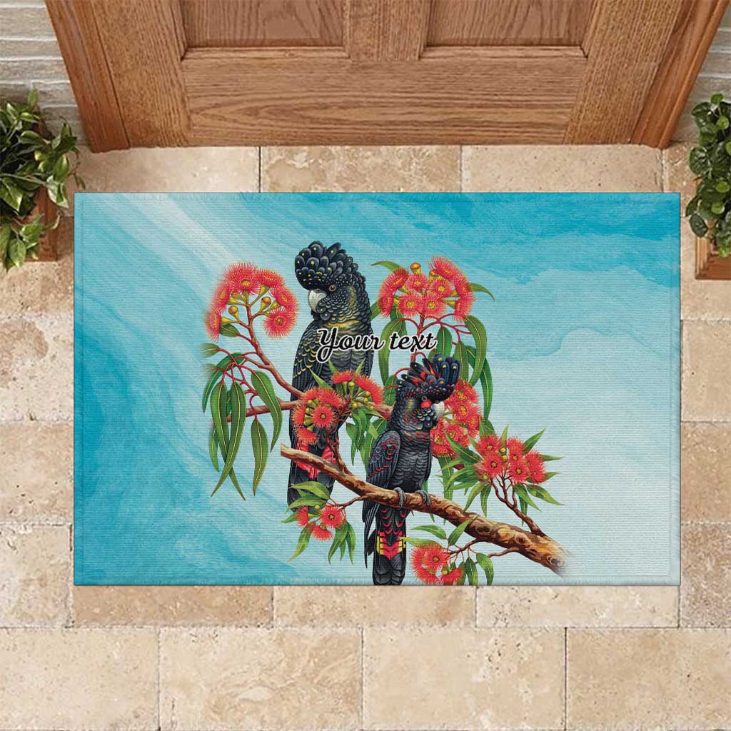 Australia Black Cockatoo and Eucalyptus Rubber Doormat Blue Spirit of Aussie Native Bird - Aussie Hoodie