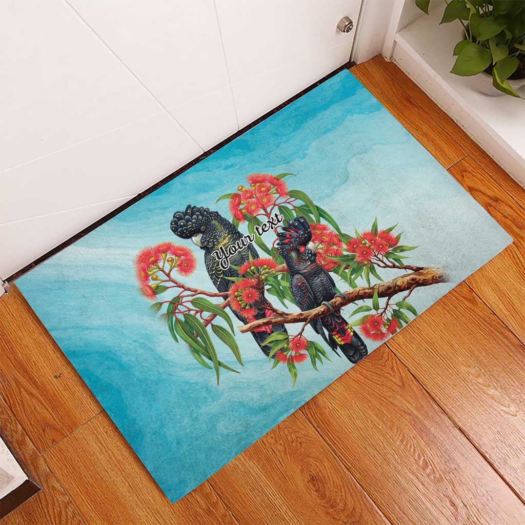 Australia Black Cockatoo and Eucalyptus Rubber Doormat Blue Spirit of Aussie Native Bird - Aussie Hoodie