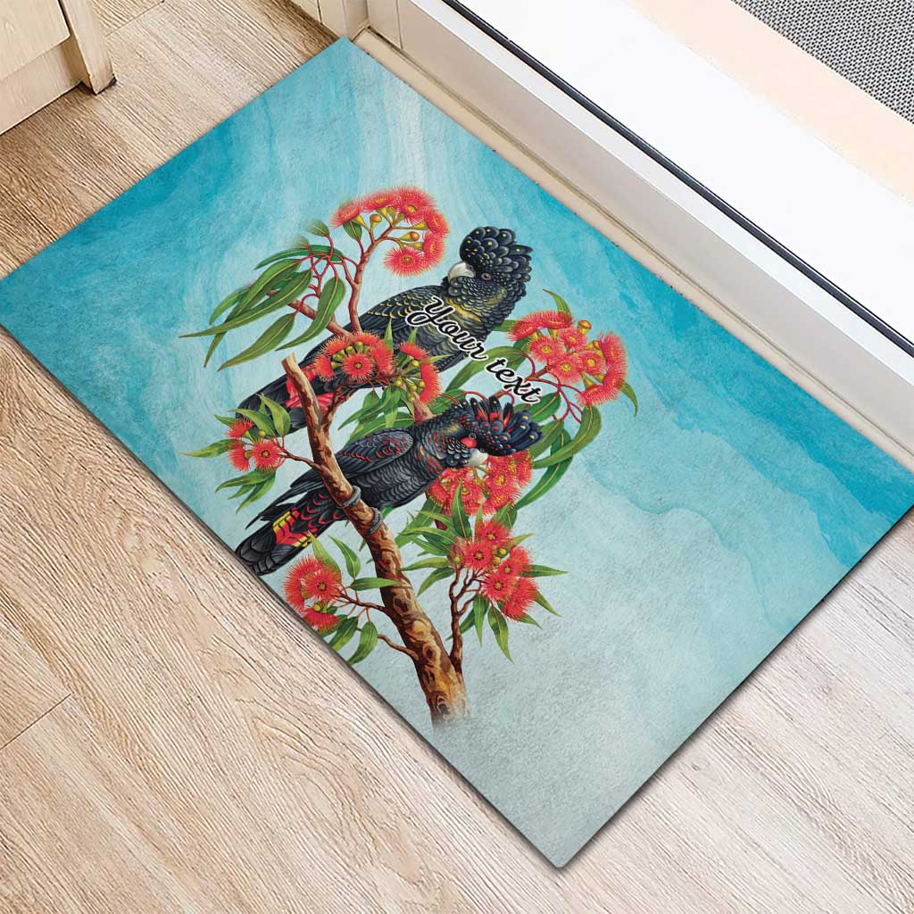 Australia Black Cockatoo and Eucalyptus Rubber Doormat Blue Spirit of Aussie Native Bird - Aussie Hoodie