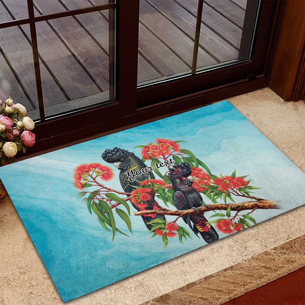 Australia Black Cockatoo and Eucalyptus Rubber Doormat Blue Spirit of Aussie Native Bird - Aussie Hoodie