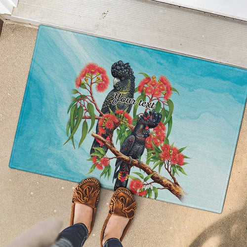 Australia Black Cockatoo and Eucalyptus Rubber Doormat Blue Spirit of Aussie Native Bird - Aussie Hoodie
