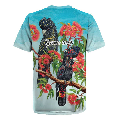 Australia Black Cockatoo and Eucalyptus Rugby Jersey Blue Spirit of Aussie Native Bird - Aussie Hoodie