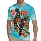 Australia Black Cockatoo and Eucalyptus Rugby Jersey Blue Spirit of Aussie Native Bird - Aussie Hoodie