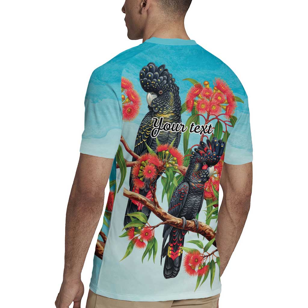 Australia Black Cockatoo and Eucalyptus Rugby Jersey Blue Spirit of Aussie Native Bird - Aussie Hoodie