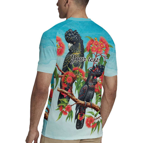 Australia Black Cockatoo and Eucalyptus Rugby Jersey Blue Spirit of Aussie Native Bird - Aussie Hoodie