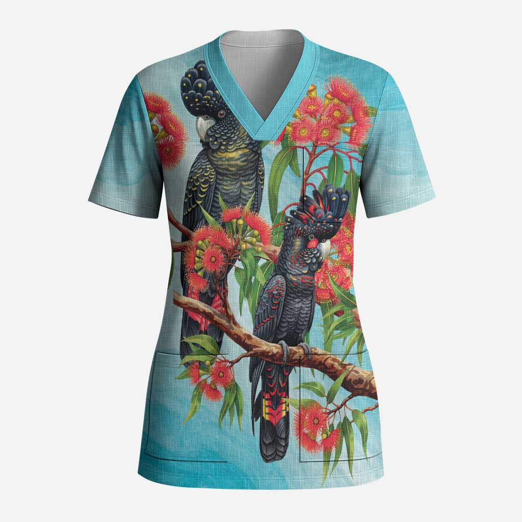 Australia Black Cockatoo and Eucalyptus Scrub Top Blue Spirit of Aussie Native Bird - Aussie Hoodie