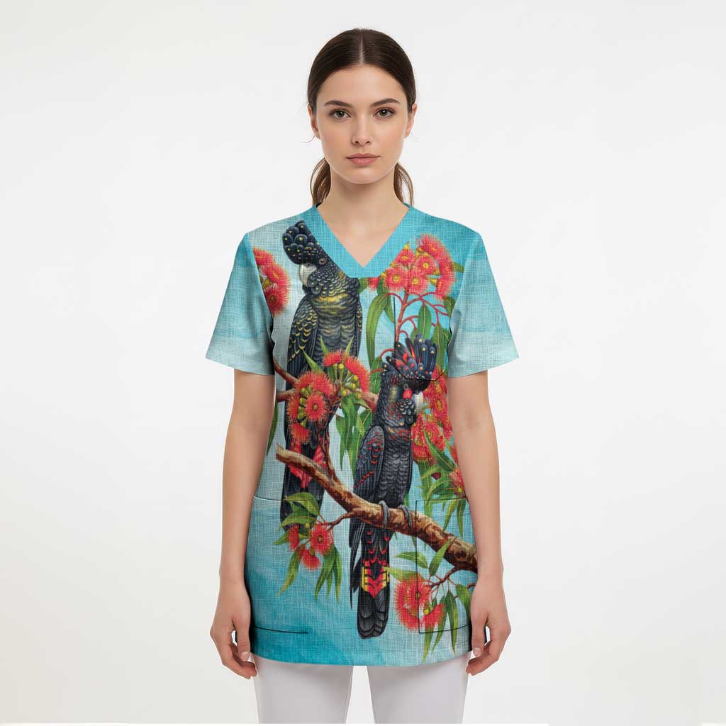 Australia Black Cockatoo and Eucalyptus Scrub Top Blue Spirit of Aussie Native Bird - Aussie Hoodie