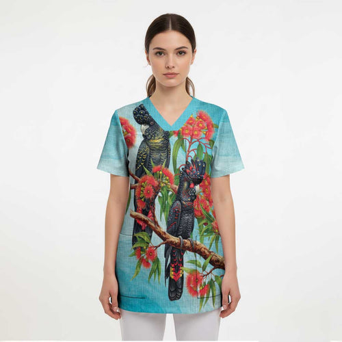 Australia Black Cockatoo and Eucalyptus Scrub Top Blue Spirit of Aussie Native Bird - Aussie Hoodie