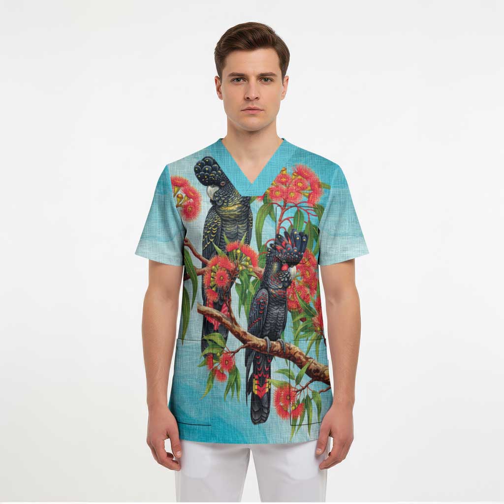 Australia Black Cockatoo and Eucalyptus Scrub Top Blue Spirit of Aussie Native Bird - Aussie Hoodie