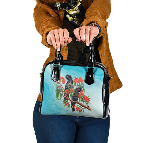 Australia Black Cockatoo and Eucalyptus Shoulder Handbag Blue Spirit of Aussie Native Bird - Aussie Hoodie