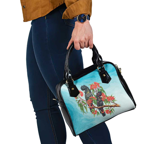 Australia Black Cockatoo and Eucalyptus Shoulder Handbag Blue Spirit of Aussie Native Bird - Aussie Hoodie