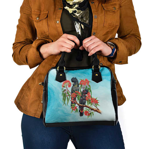 Australia Black Cockatoo and Eucalyptus Shoulder Handbag Blue Spirit of Aussie Native Bird - Aussie Hoodie