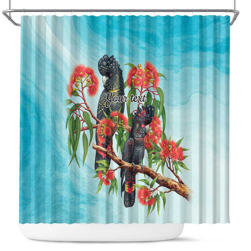 Australia Black Cockatoo and Eucalyptus Shower Curtain Blue Spirit of Aussie Native Bird - Aussie Hoodie