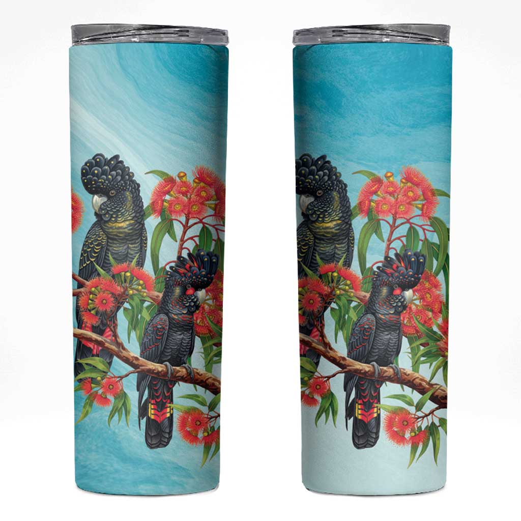 Australia Black Cockatoo and Eucalyptus Skinny Tumbler Blue Spirit of Aussie Native Bird - Aussie Hoodie