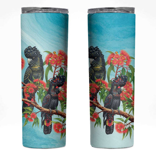 Australia Black Cockatoo and Eucalyptus Skinny Tumbler Blue Spirit of Aussie Native Bird - Aussie Hoodie