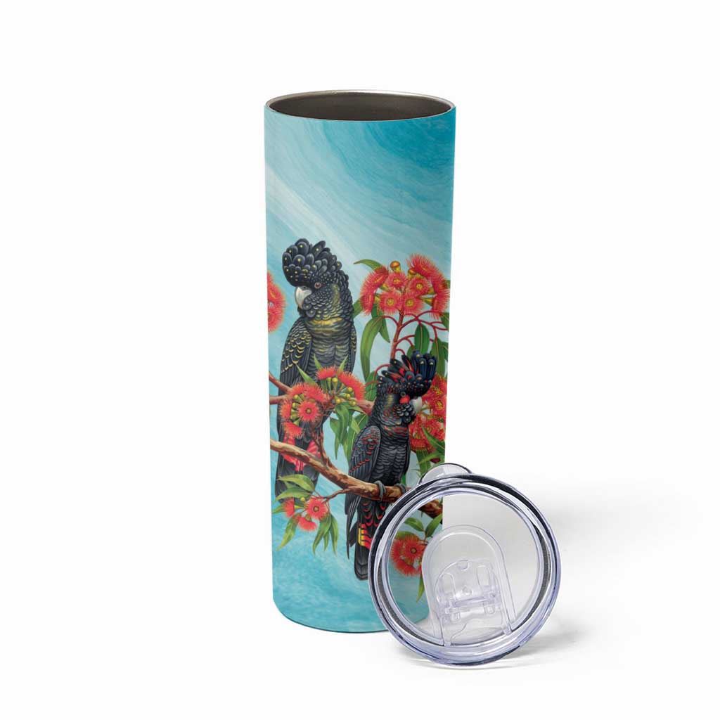 Australia Black Cockatoo and Eucalyptus Skinny Tumbler Blue Spirit of Aussie Native Bird - Aussie Hoodie