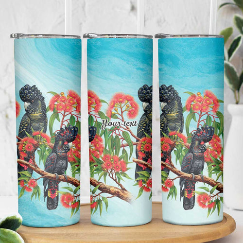 Australia Black Cockatoo and Eucalyptus Skinny Tumbler Blue Spirit of Aussie Native Bird - Aussie Hoodie