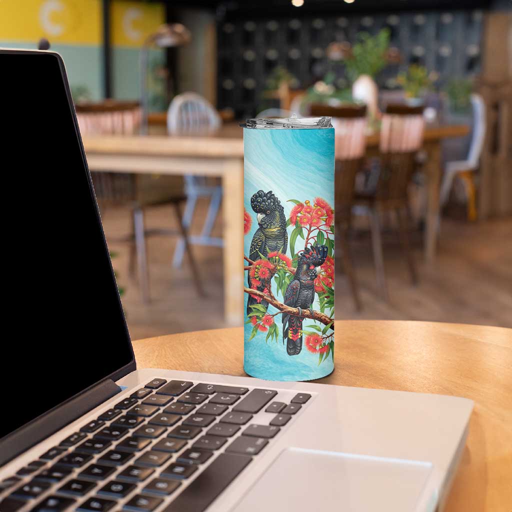 Australia Black Cockatoo and Eucalyptus Skinny Tumbler Blue Spirit of Aussie Native Bird - Aussie Hoodie