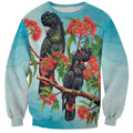 Australia Black Cockatoo and Eucalyptus Sweatshirt Blue Spirit of Aussie Native Bird - Aussie Hoodie