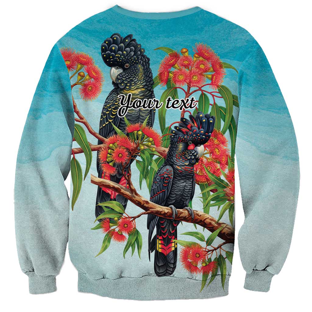 Australia Black Cockatoo and Eucalyptus Sweatshirt Blue Spirit of Aussie Native Bird - Aussie Hoodie
