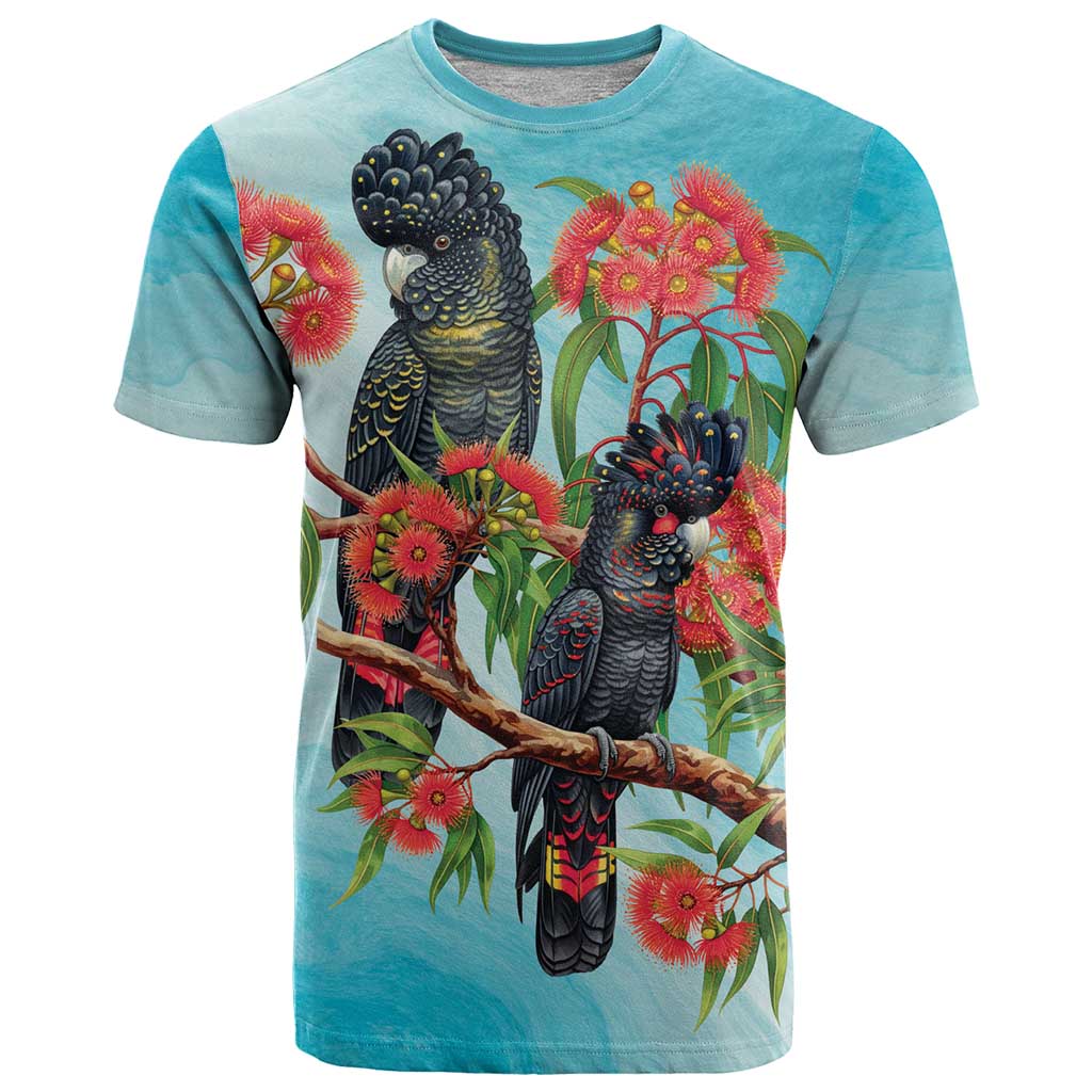 Australia Black Cockatoo and Eucalyptus T Shirt Blue Spirit of Aussie Native Bird - Aussie Hoodie