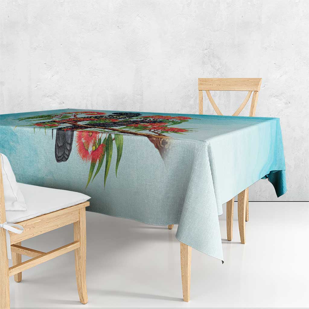 Australia Black Cockatoo and Eucalyptus Tablecloth Blue Spirit of Aussie Native Bird - Aussie Hoodie