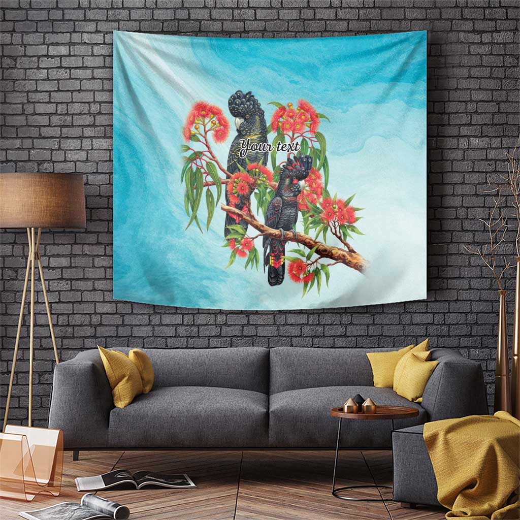 Australia Black Cockatoo and Eucalyptus Tapestry Blue Spirit of Aussie Native Bird - Aussie Hoodie