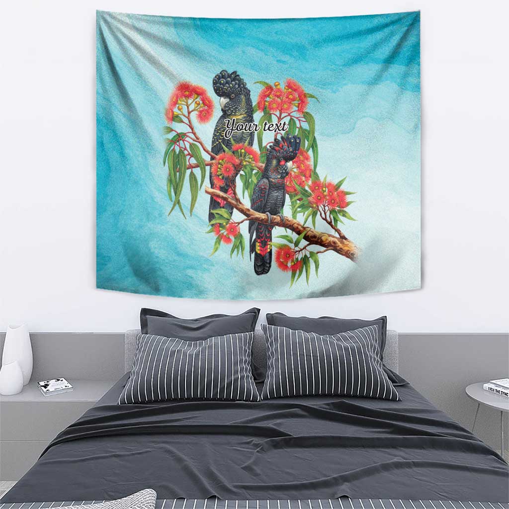Australia Black Cockatoo and Eucalyptus Tapestry Blue Spirit of Aussie Native Bird - Aussie Hoodie